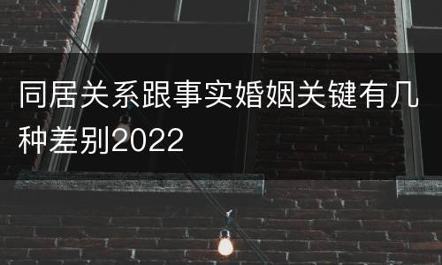 同居关系跟事实婚姻关键有几种差别2022