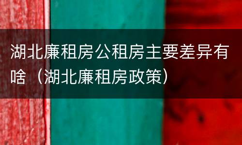 湖北廉租房公租房主要差异有啥（湖北廉租房政策）