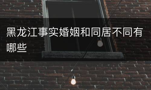 黑龙江事实婚姻和同居不同有哪些