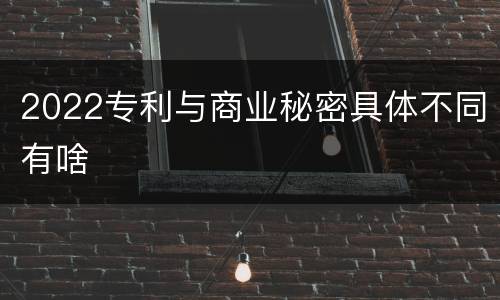 2022专利与商业秘密具体不同有啥