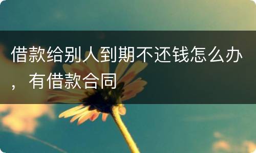 借款给别人到期不还钱怎么办，有借款合同