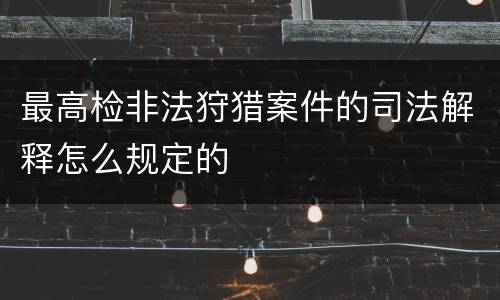 最高检非法狩猎案件的司法解释怎么规定的