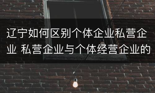 辽宁如何区别个体企业私营企业 私营企业与个体经营企业的区别