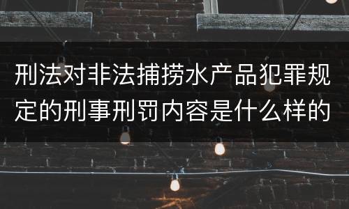 刑法对非法捕捞水产品犯罪规定的刑事刑罚内容是什么样的