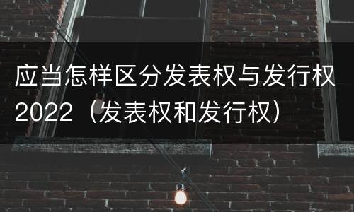应当怎样区分发表权与发行权2022（发表权和发行权）