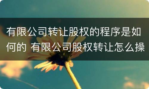 有限公司转让股权的程序是如何的 有限公司股权转让怎么操作