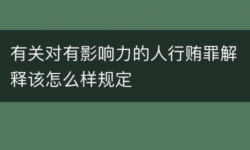 有关对有影响力的人行贿罪解释该怎么样规定