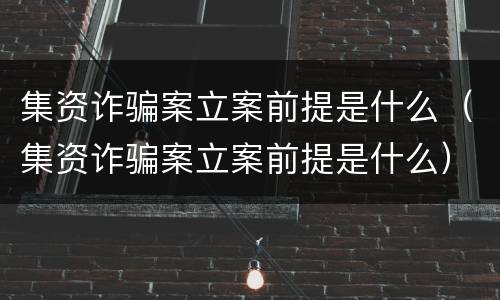 集资诈骗案立案前提是什么（集资诈骗案立案前提是什么）
