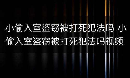 小偷入室盗窃被打死犯法吗 小偷入室盗窃被打死犯法吗视频