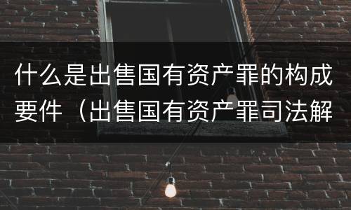 什么是出售国有资产罪的构成要件（出售国有资产罪司法解释）