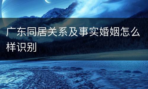 广东同居关系及事实婚姻怎么样识别