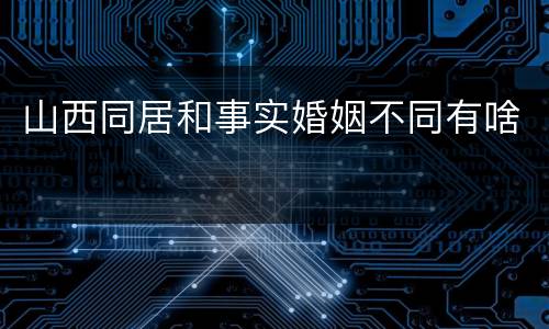 山西同居和事实婚姻不同有啥