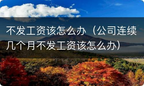 不发工资该怎么办（公司连续几个月不发工资该怎么办）