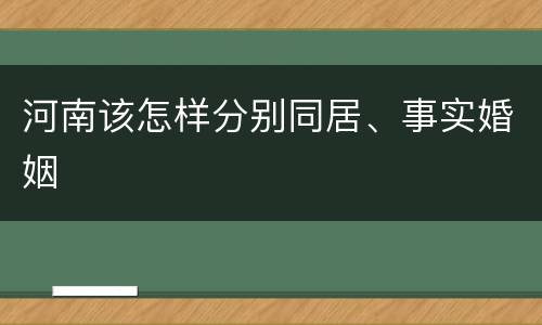 河南该怎样分别同居、事实婚姻