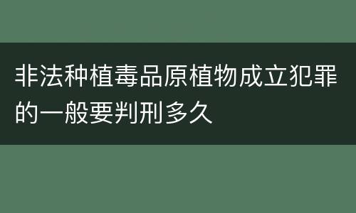 非法种植毒品原植物成立犯罪的一般要判刑多久