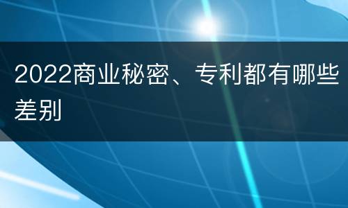 2022商业秘密、专利都有哪些差别