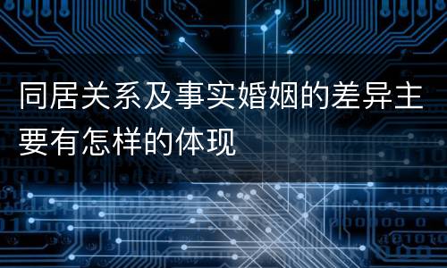 同居关系及事实婚姻的差异主要有怎样的体现