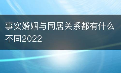 事实婚姻与同居关系都有什么不同2022