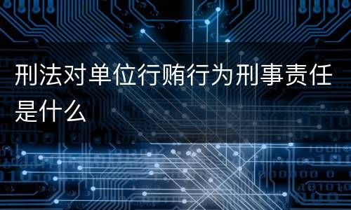 刑法对单位行贿行为刑事责任是什么