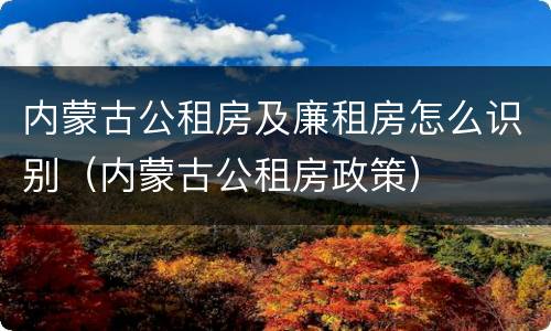 内蒙古公租房及廉租房怎么识别（内蒙古公租房政策）