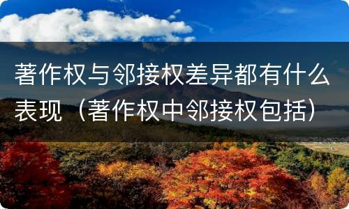 著作权与邻接权差异都有什么表现（著作权中邻接权包括）
