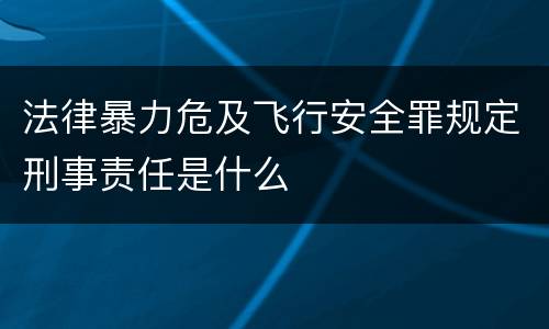 法律暴力危及飞行安全罪规定刑事责任是什么