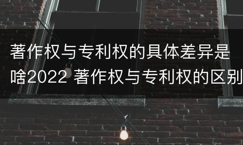 著作权与专利权的具体差异是啥2022 著作权与专利权的区别和联系