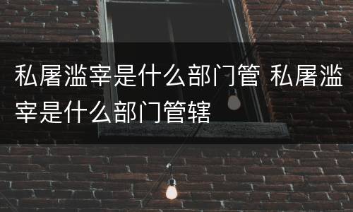 私屠滥宰是什么部门管 私屠滥宰是什么部门管辖
