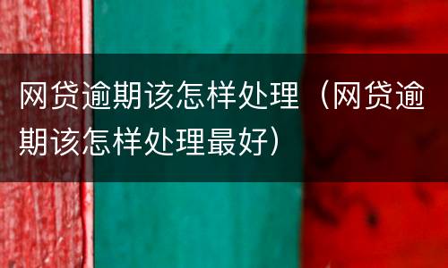 网贷逾期该怎样处理（网贷逾期该怎样处理最好）