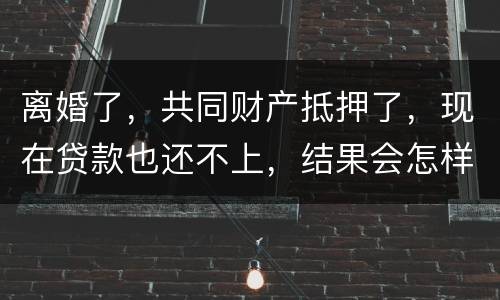 离婚了，共同财产抵押了，现在贷款也还不上，结果会怎样