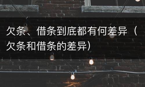 欠条、借条到底都有何差异（欠条和借条的差异）