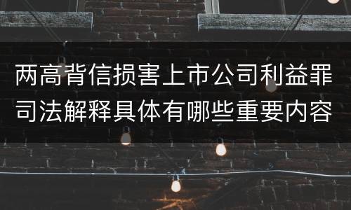 两高背信损害上市公司利益罪司法解释具体有哪些重要内容