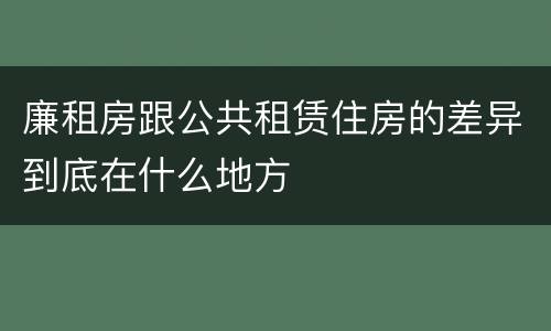 廉租房跟公共租赁住房的差异到底在什么地方