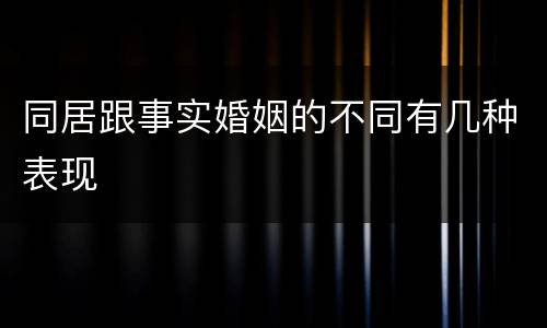 同居跟事实婚姻的不同有几种表现