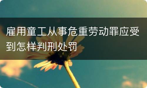 雇用童工从事危重劳动罪应受到怎样判刑处罚