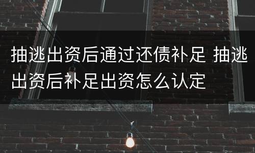 抽逃出资后通过还债补足 抽逃出资后补足出资怎么认定