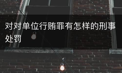 对对单位行贿罪有怎样的刑事处罚