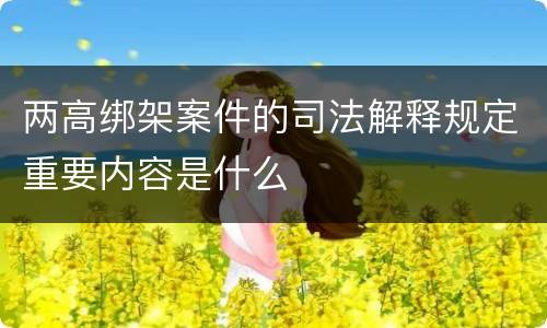 两高绑架案件的司法解释规定重要内容是什么
