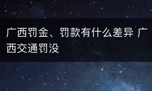 广西罚金、罚款有什么差异 广西交通罚没