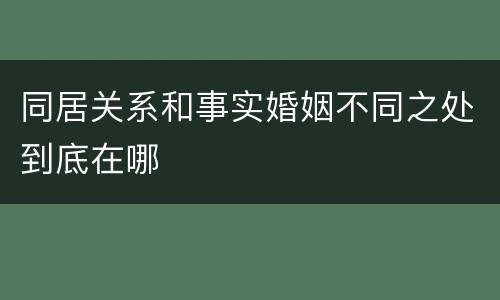 同居关系和事实婚姻不同之处到底在哪