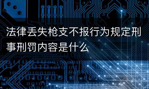 法律丢失枪支不报行为规定刑事刑罚内容是什么