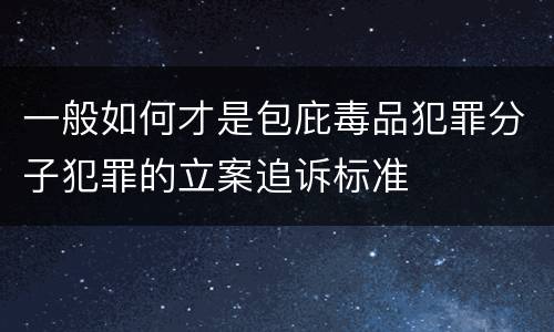 一般如何才是包庇毒品犯罪分子犯罪的立案追诉标准
