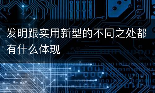 发明跟实用新型的不同之处都有什么体现