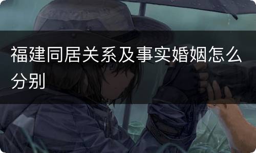 福建同居关系及事实婚姻怎么分别