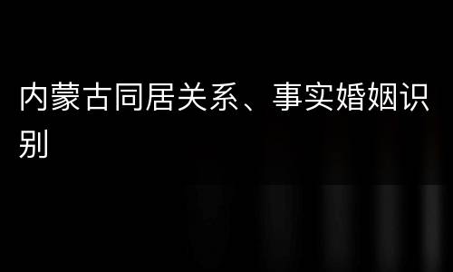 内蒙古同居关系、事实婚姻识别