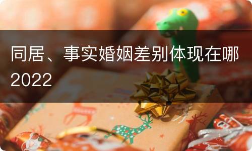 同居、事实婚姻差别体现在哪2022