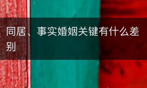 同居、事实婚姻关键有什么差别