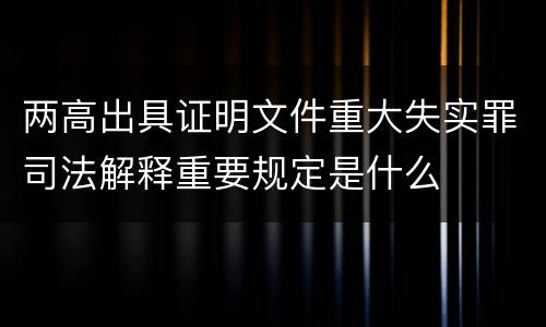 两高出具证明文件重大失实罪司法解释重要规定是什么