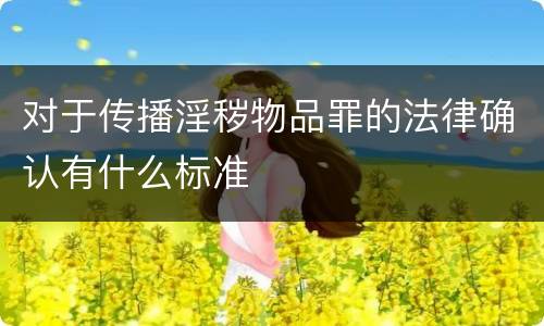 对于传播淫秽物品罪的法律确认有什么标准