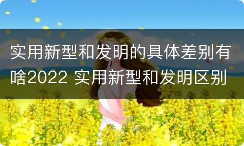 实用新型和发明的具体差别有啥2022 实用新型和发明区别